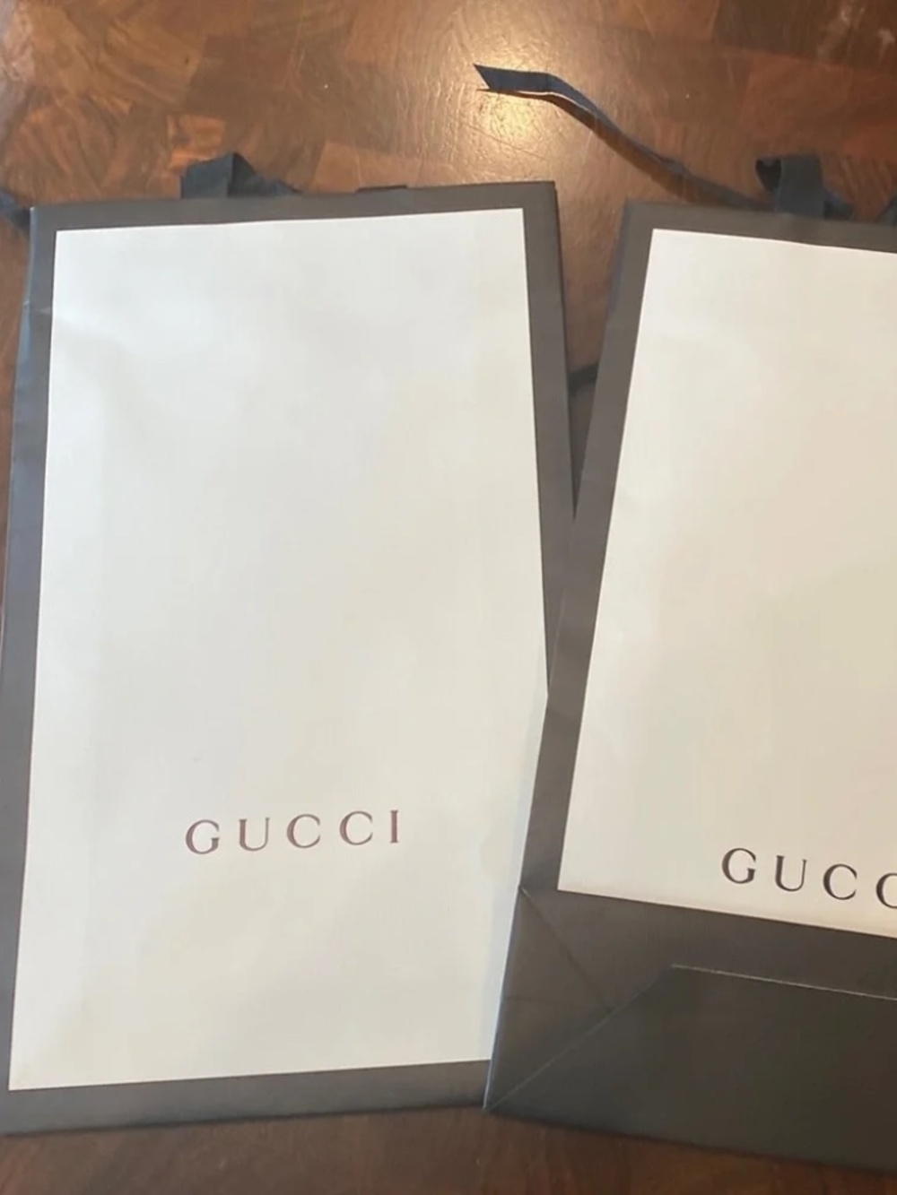 Authentic Gucci Large Shopping Gift Bag Ivory Black Ribbon Handles